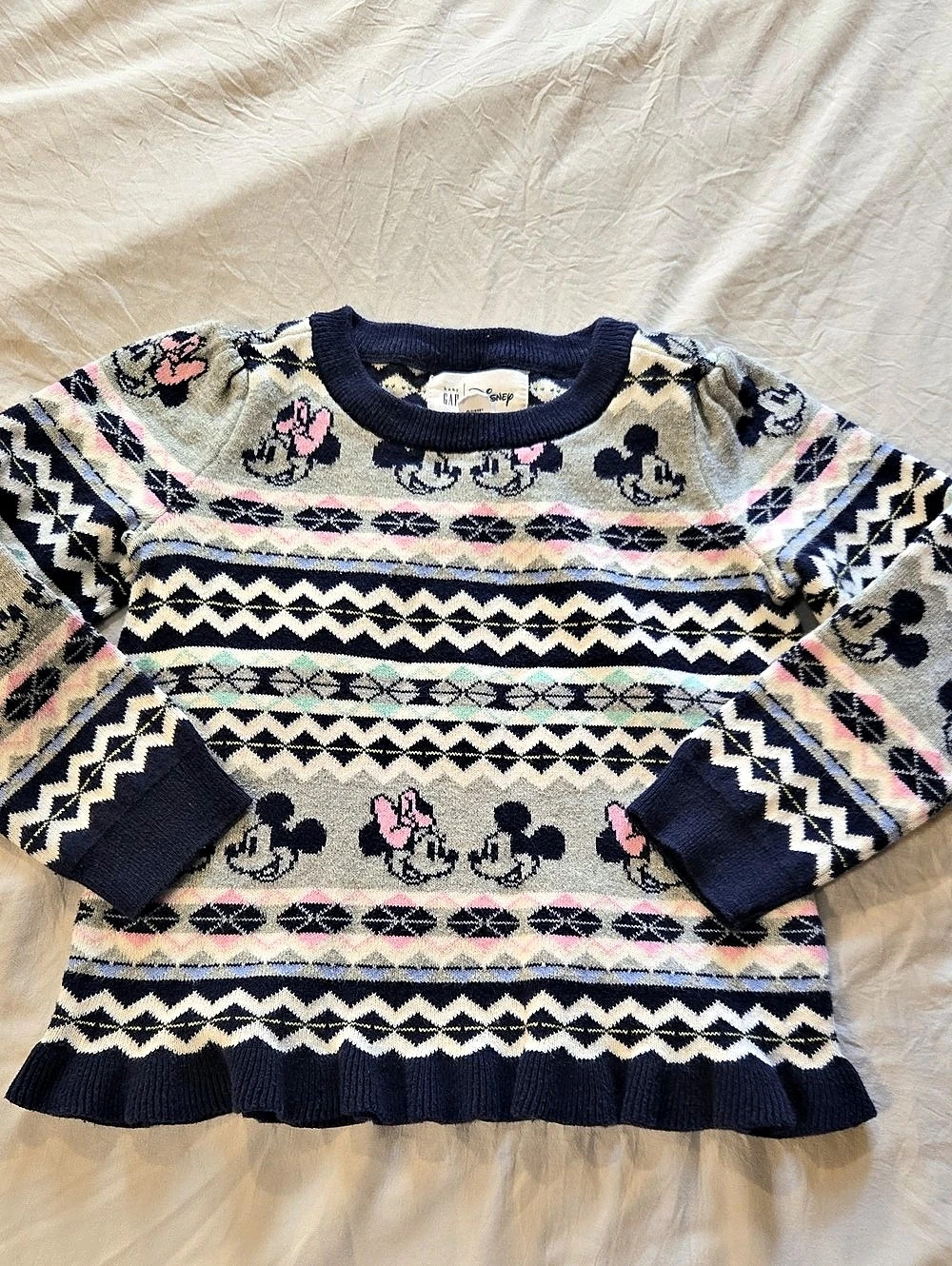 baby GAP Disney Mickey & Minnie sweater Disney Sweater Blue & Pink Size 4T